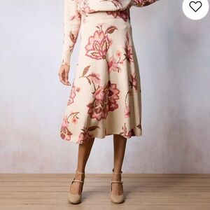 LC Lauren Conrad A-Line Midi Sweater Skirt nwt floral